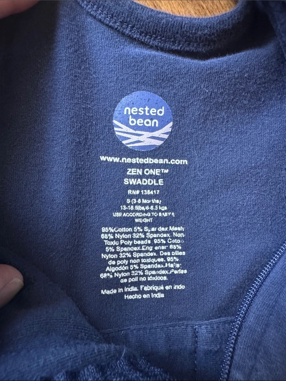 Nested Bean zen one Navy Sleep sack with removable closed sleeves